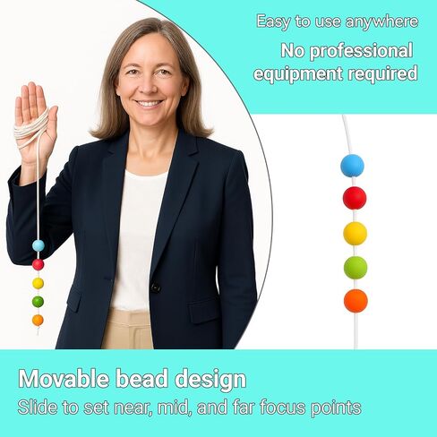 6 Foot with 5 Beads Vision Convergence Training - Convergence Insufficiency Tool - Train Vision, Athletic Performance, and More!, White in Saudi Arabia