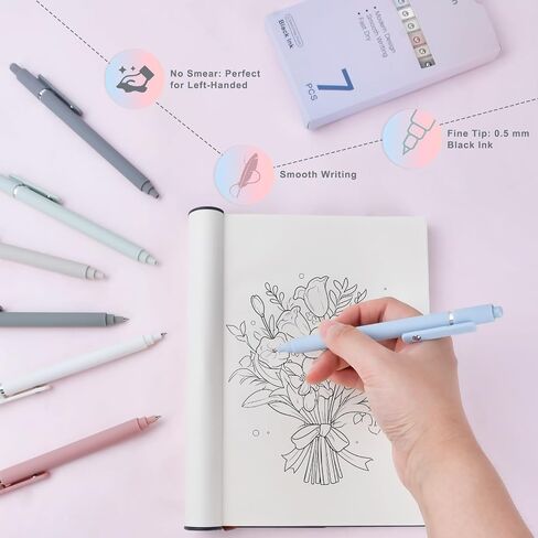 Donse Gel Pens: 7 PCS 0.5mm Quick Dry Black Ink Point Point Smooth Write Assics - سلسلة راقية في المكاتب المدرسية لوازم عيد الميلاد هدايا للنساء للرجال ممرضة مدرس in Kuwait