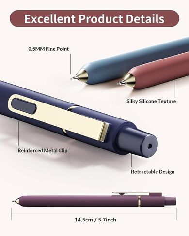 SUNEE Gel Pens, 6 Pack 0.5mm Pens Fine Point Smooth Writing Pens with Quick-Dry Black Ink, Cute Aesthetic School Office Note-Taking Pens for Journaling - Morandi in Saudi Arabia