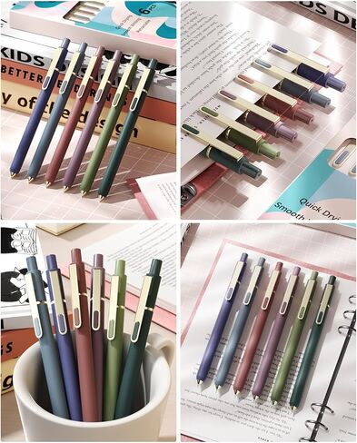 SUNEE Gel Pens, 6 Pack 0.5mm Pens Fine Point Smooth Writing Pens with Quick-Dry Black Ink, Cute Aesthetic School Office Note-Taking Pens for Journaling - Morandi in Saudi Arabia