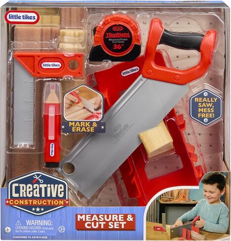 Little Tikes Creative Construction Measure & Cut Set with 5 Accessories, Pretend Play Construction Set, for Boys and Girls Ages 3+ Years in Kuwait