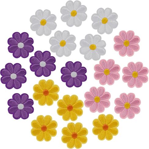 Small Daisy Flower Iron Sew on Patch لطيف (اللباس اللاصق ، قميص جينز جينز جاكيتات القبعات القماشية القماشية بقع من أجل هدية DIN CRAFT DIN) ، 16 حزمة ، 1.57 في in Kuwait