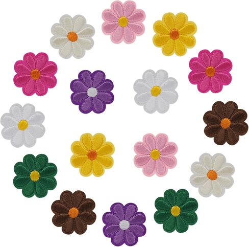 Small Daisy Flower Iron Sew on Patch لطيف (اللباس اللاصق ، قميص جينز جينز جاكيتات القبعات القماشية القماشية بقع من أجل هدية DIN CRAFT DIN) ، 16 حزمة ، 1.57 في in Kuwait