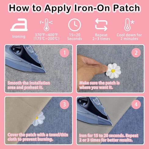 Small Daisy Flower Iron Sew on Patch لطيف (اللباس اللاصق ، قميص جينز جينز جاكيتات القبعات القماشية القماشية بقع من أجل هدية DIN CRAFT DIN) ، 16 حزمة ، 1.57 في in Kuwait