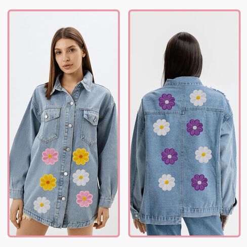Small Daisy Flower Iron Sew on Patch لطيف (اللباس اللاصق ، قميص جينز جينز جاكيتات القبعات القماشية القماشية بقع من أجل هدية DIN CRAFT DIN) ، 16 حزمة ، 1.57 في in Kuwait