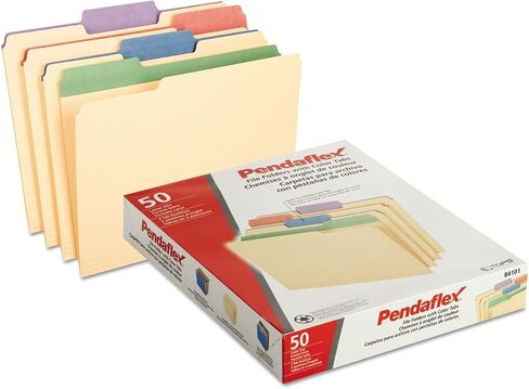 Pendaflex 84101 Color Tab Bolders ، LTR ، 1/3 CUT ، 11PT ، 225 SHT CAP ، 50/BX ، MLA in Saudi Arabia