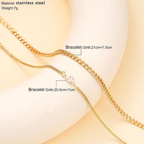 925 Sterling Silver/14K Gold Fashion Minimalist Heart Zircon Couple Chain Anklet 2-Piece Set -Loving Zircon Couple Chain Anklet Stackable Unisex Foot Jewelry for Couple Keepsakes(Gold) in Saudi Arabia