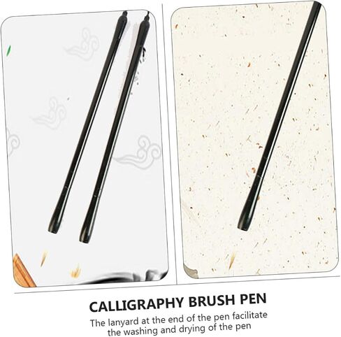 Chinese caligraphy brush, 3 Pcs Writing Brush Practical Brush Pen Ink Brush Wooden Brush Pen Calligraphy Brush Pen Chinese Calligraphy Brush Student Writing Stationary Calligraphy Pen Metal Rod(As Sho in Kuwait