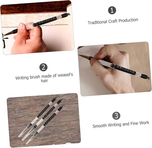 فرشاة الصينية الصينية ، 3pcs Lang Hair Brush فرش نصية منتظمة فرش Kanji Art Brushes Sumi-e فرشاة الطالب الخطط الدعوي في كتابة فرشاة حبر حبر حبر الصيني in Kuwait