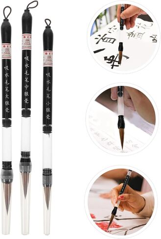 فرشاة الصينية الصينية ، 3pcs Lang Hair Brush فرش نصية منتظمة فرش Kanji Art Brushes Sumi-e فرشاة الطالب الخطط الدعوي في كتابة فرشاة حبر حبر حبر الصيني in Kuwait