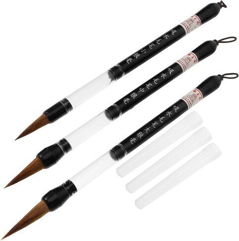 فرشاة الصينية الصينية ، 3pcs Lang Hair Brush فرش نصية منتظمة فرش Kanji Art Brushes Sumi-e فرشاة الطالب الخطط الدعوي في كتابة فرشاة حبر حبر حبر الصيني in Kuwait