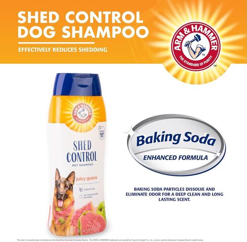 Arm & Hammer for Pets Shed Control Shampoo, 20oz Juicy Guava Scent | Professional Quality Dog Shed-Less Shampoo, De-Shedding Dog Shampoo, Free of Sodium Lauryl Sulfate & Parabens in Saudi Arabia