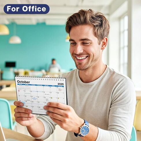 Dunwell 8x6" Small Standing Desk Calendar 2026 (Colorful), 4 Extra Months Sept - Dec 2025, Small Office Desktop Monthly Calendar for Early Planning & Organization, Compact Size for Workspace, Home in Kuwait