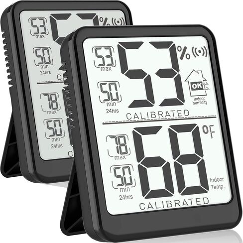 Antonki 2-Pack Room Thermometer, Digital Small Hygrometer Indoor Thermometer Humidity Gauge, Temperature Humidity Meter with Max/Min Record Monitor Sensor for Home, Plants - Battery Included in Kuwait