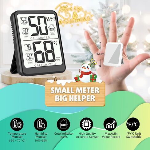 Antonki 2-Pack Room Thermometer, Digital Small Hygrometer Indoor Thermometer Humidity Gauge, Temperature Humidity Meter with Max/Min Record Monitor Sensor for Home, Plants - Battery Included in Kuwait