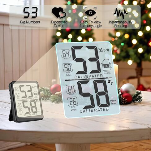 Antonki 2-Pack Room Thermometer, Digital Small Hygrometer Indoor Thermometer Humidity Gauge, Temperature Humidity Meter with Max/Min Record Monitor Sensor for Home, Plants - Battery Included in Kuwait