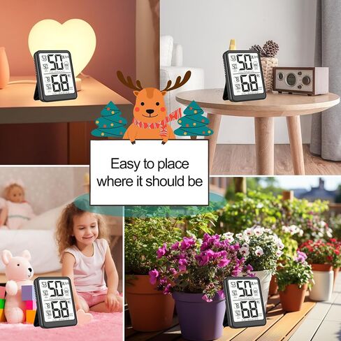 Antonki 2-Pack Room Thermometer, Digital Small Hygrometer Indoor Thermometer Humidity Gauge, Temperature Humidity Meter with Max/Min Record Monitor Sensor for Home, Plants - Battery Included in Kuwait