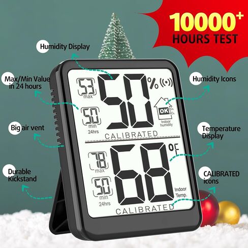 Antonki 2-Pack Room Thermometer, Digital Small Hygrometer Indoor Thermometer Humidity Gauge, Temperature Humidity Meter with Max/Min Record Monitor Sensor for Home, Plants - Battery Included in Kuwait