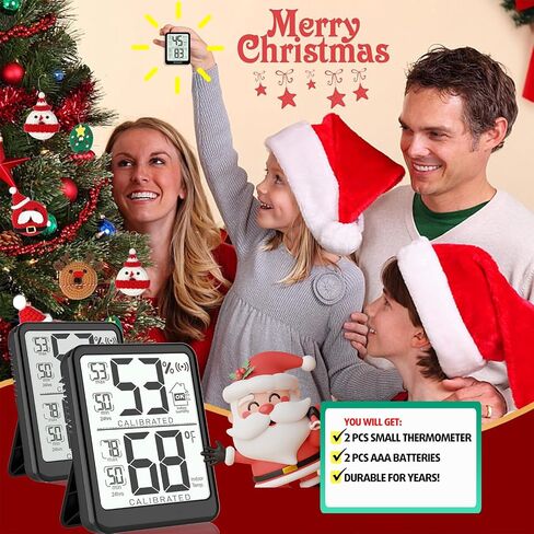 Antonki 2-Pack Room Thermometer, Digital Small Hygrometer Indoor Thermometer Humidity Gauge, Temperature Humidity Meter with Max/Min Record Monitor Sensor for Home, Plants - Battery Included in Kuwait