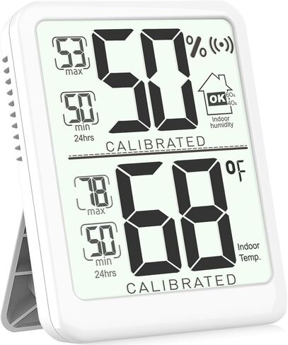 Antonki 2-Pack Room Thermometer, Digital Small Hygrometer Indoor Thermometer Humidity Gauge, Temperature Humidity Meter with Max/Min Record Monitor Sensor for Home, Plants - Battery Included in Kuwait