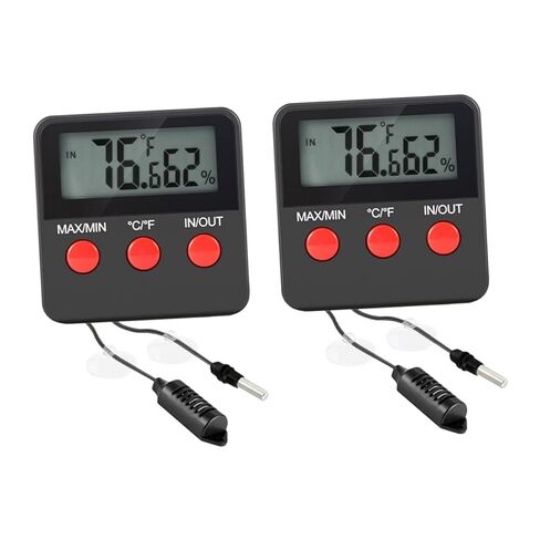 2sets المقياس الرقمي ومقياس الحرارة لخزانات الزواحف قياس درجة الحرارة والرطوبة الدقيقة للموائل السحلية والأفعى سهلة الاستخدام ودائمة in Kuwait