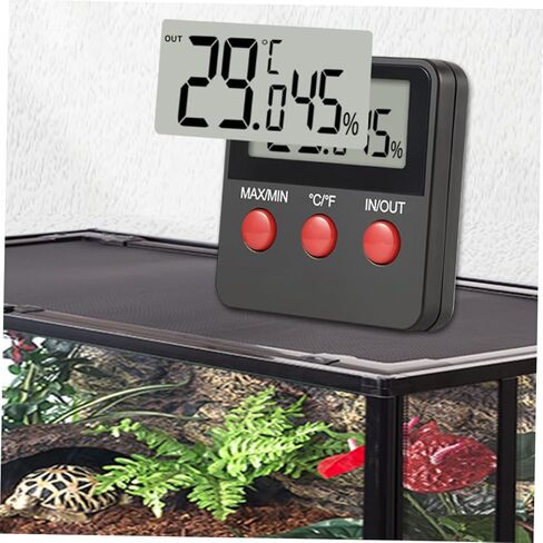 2sets المقياس الرقمي ومقياس الحرارة لخزانات الزواحف قياس درجة الحرارة والرطوبة الدقيقة للموائل السحلية والأفعى سهلة الاستخدام ودائمة in Kuwait