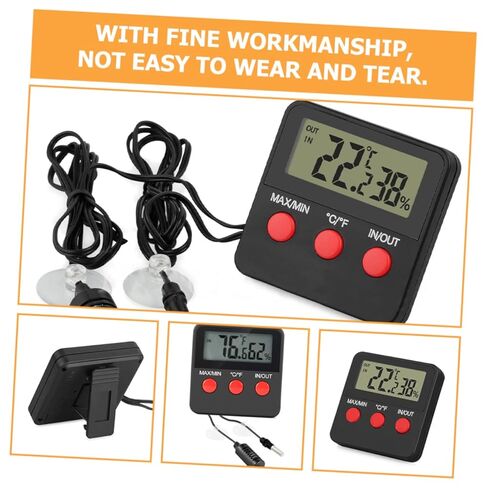 2sets المقياس الرقمي ومقياس الحرارة لخزانات الزواحف قياس درجة الحرارة والرطوبة الدقيقة للموائل السحلية والأفعى سهلة الاستخدام ودائمة in Kuwait