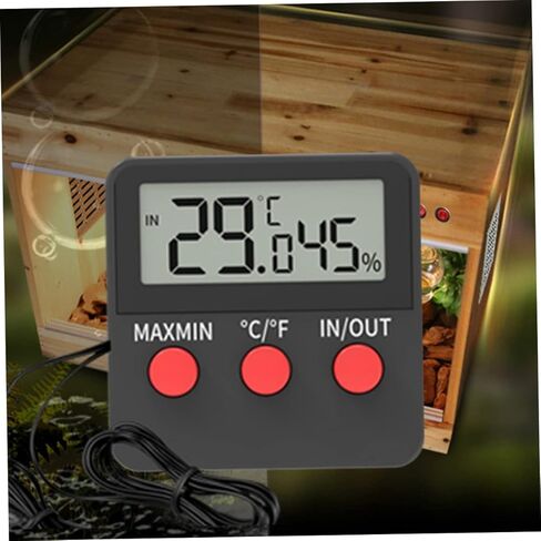2sets المقياس الرقمي ومقياس الحرارة لخزانات الزواحف قياس درجة الحرارة والرطوبة الدقيقة للموائل السحلية والأفعى سهلة الاستخدام ودائمة in Kuwait