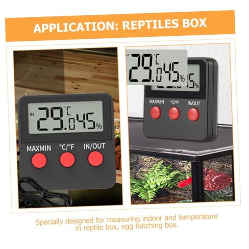 2sets المقياس الرقمي ومقياس الحرارة لخزانات الزواحف قياس درجة الحرارة والرطوبة الدقيقة للموائل السحلية والأفعى سهلة الاستخدام ودائمة in Kuwait