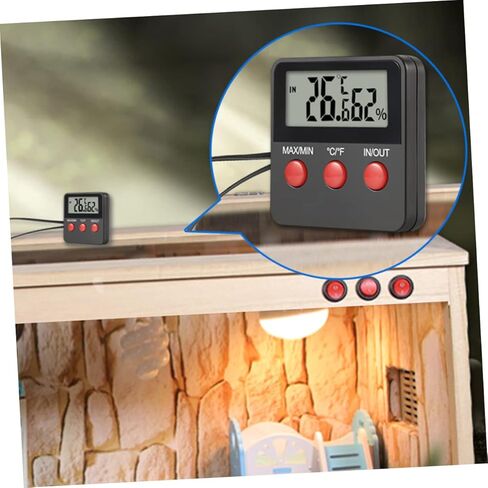 2sets المقياس الرقمي ومقياس الحرارة لخزانات الزواحف قياس درجة الحرارة والرطوبة الدقيقة للموائل السحلية والأفعى سهلة الاستخدام ودائمة in Kuwait