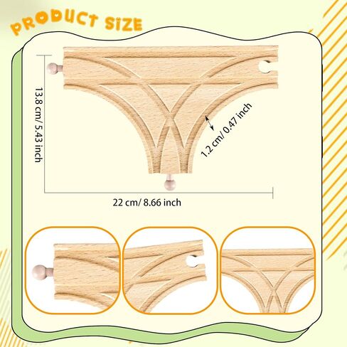 4 Pack Wooden Train Track Train Wood Track Accessories Multi Way Switch Expansion for Most Major Toy Trains Railway Table Activities Games in Saudi Arabia