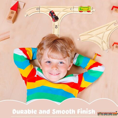 4 Pack Wooden Train Track Train Wood Track Accessories Multi Way Switch Expansion for Most Major Toy Trains Railway Table Activities Games in Saudi Arabia