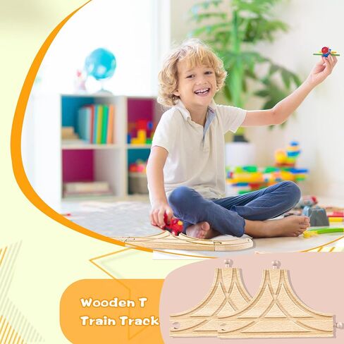4 Pack Wooden Train Track Train Wood Track Accessories Multi Way Switch Expansion for Most Major Toy Trains Railway Table Activities Games in Saudi Arabia