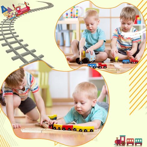4 Pack Wooden Train Track Train Wood Track Accessories Multi Way Switch Expansion for Most Major Toy Trains Railway Table Activities Games in Saudi Arabia