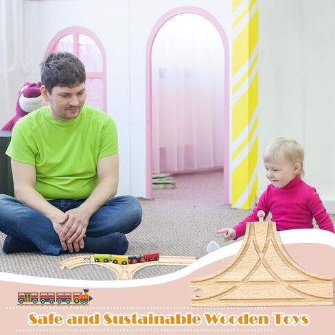 4 Pack Wooden Train Track Train Wood Track Accessories Multi Way Switch Expansion for Most Major Toy Trains Railway Table Activities Games in Saudi Arabia