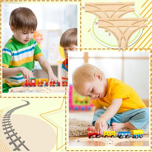 4 Pack Wooden Train Track Train Wood Track Accessories Multi Way Switch Expansion for Most Major Toy Trains Railway Table Activities Games in Saudi Arabia