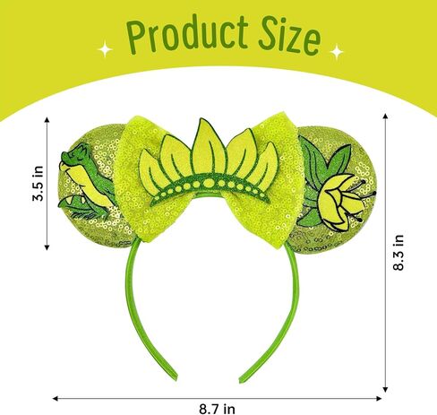 Princess Mouse Ears Headband, Frog Mouse Ears Matching for Women Girls Parks Party Holiday Accessories in Saudi Arabia