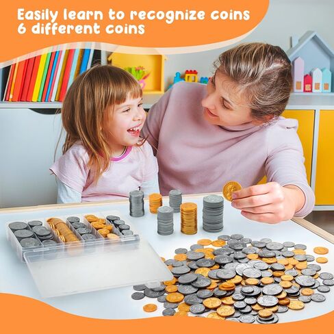 Fake US Coins Play Money 300 PCS Set – 6 Types of Coins,Realistic Prop Money for Kids,Toy Cash Register, Pretend Play Toys – Homeschool & Classroom Teaching Supplies(307) in Saudi Arabia