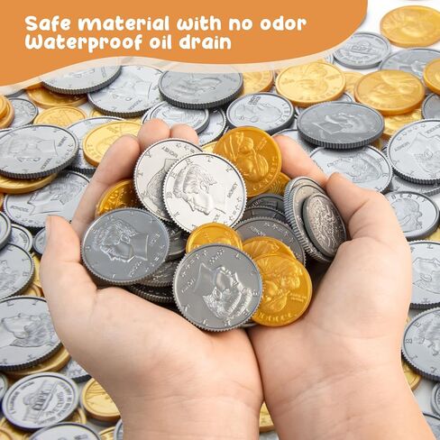 Fake US Coins Play Money 300 PCS Set – 6 Types of Coins,Realistic Prop Money for Kids,Toy Cash Register, Pretend Play Toys – Homeschool & Classroom Teaching Supplies(307) in Saudi Arabia