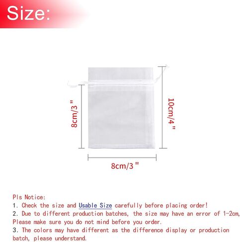 50Pcs White Organza Bags 3x4 Inch, Small Sheer Wedding Party Favor Bags with Drawstring, Jewelry Gift Bags Christmas Candy Pouches in Kuwait