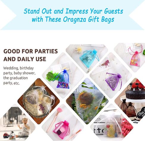 50Pcs White Organza Bags 3x4 Inch, Small Sheer Wedding Party Favor Bags with Drawstring, Jewelry Gift Bags Christmas Candy Pouches in Kuwait