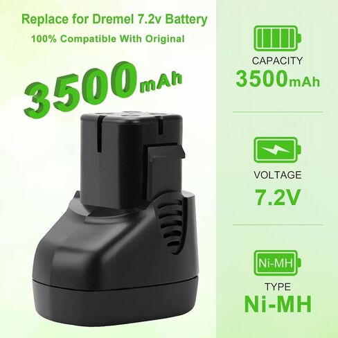 بطارية Hanaix 7.2 فولت 3500 مللي أمبير في الساعة متوافقة مع Dremel 7700-01 وDremel 7700-02 بطارية بديلة Dremel 757-01 Dremel 7.2 فولت (لا تناسب Dremel 770 النوع 1) in Saudi Arabia