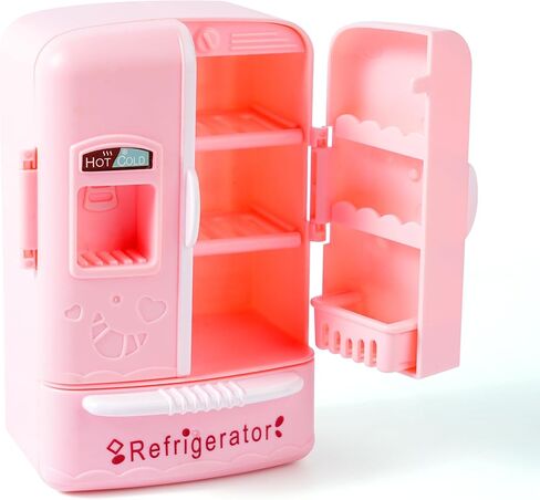 Dollhouse Mini Revrigerator Furniture ، ملحق مطبخ أساسي للدمى ، متوافق مع الأطعمة الصغيرة ، ديكور الأطفال. in Kuwait