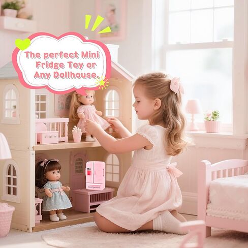 Dollhouse Mini Revrigerator Furniture ، ملحق مطبخ أساسي للدمى ، متوافق مع الأطعمة الصغيرة ، ديكور الأطفال. in Kuwait