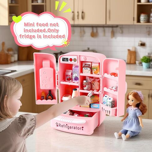 Dollhouse Mini Revrigerator Furniture ، ملحق مطبخ أساسي للدمى ، متوافق مع الأطعمة الصغيرة ، ديكور الأطفال. in Kuwait
