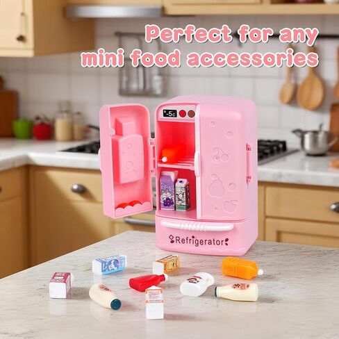 Dollhouse Mini Revrigerator Furniture ، ملحق مطبخ أساسي للدمى ، متوافق مع الأطعمة الصغيرة ، ديكور الأطفال. in Kuwait