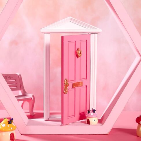 Yardwe 1pc Mini Wooden Door Miniature Miniature Door Furniture Model Fairy Door فتح مع الملحقات/الباب الخيالي للأسنان من أجل تعليم حكاية خيالية التعلم لعبة Playet (Red) in Saudi Arabia