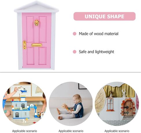 Yardwe 1pc Mini Wooden Door Miniature Miniature Door Furniture Model Fairy Door فتح مع الملحقات/الباب الخيالي للأسنان من أجل تعليم حكاية خيالية التعلم لعبة Playet (Red) in Saudi Arabia