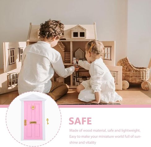 Yardwe 1pc Mini Wooden Door Miniature Miniature Door Furniture Model Fairy Door فتح مع الملحقات/الباب الخيالي للأسنان من أجل تعليم حكاية خيالية التعلم لعبة Playet (Red) in Saudi Arabia