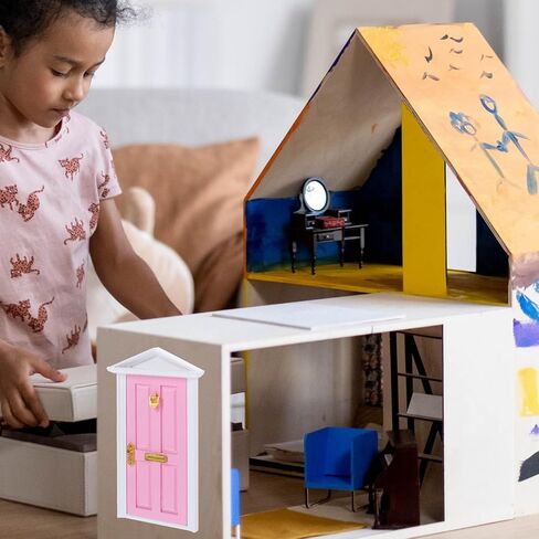 Yardwe 1pc Mini Wooden Door Miniature Miniature Door Furniture Model Fairy Door فتح مع الملحقات/الباب الخيالي للأسنان من أجل تعليم حكاية خيالية التعلم لعبة Playet (Red) in Saudi Arabia